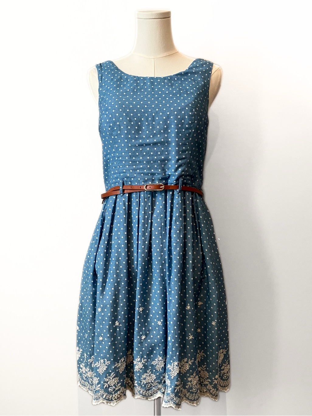 Yumi Light Blue Polka Dot Dress